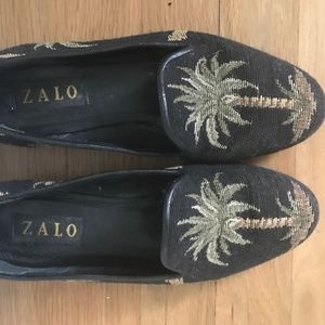 vintage zalo needlepoint palm tree loafers